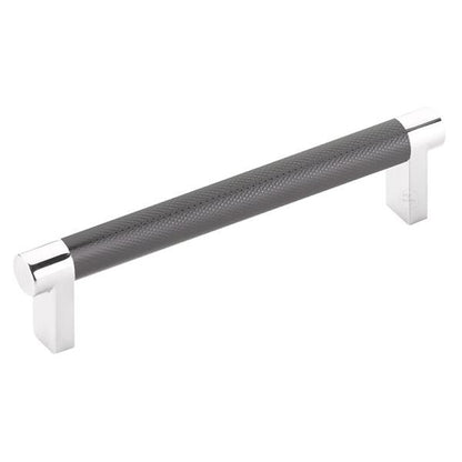 Emtek - Select Cabinet Pull 5 In C-C, Rectangular Stem, Knurled Bar