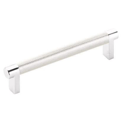 Emtek - Select Cabinet Pull 5 In C-C, Rectangular Stem, Knurled Bar