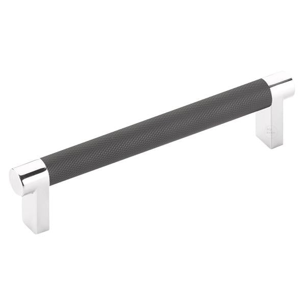 Emtek - Select Cabinet Pull 5 In C-C, Rectangular Stem, Knurled Bar