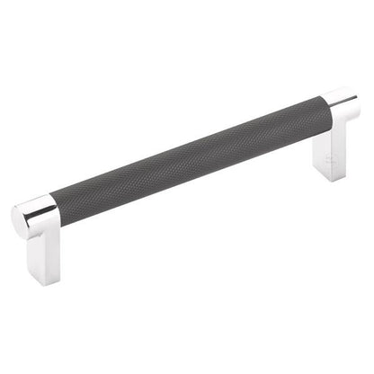 Emtek - Select Cabinet Pull 5 In C-C, Rectangular Stem, Knurled Bar