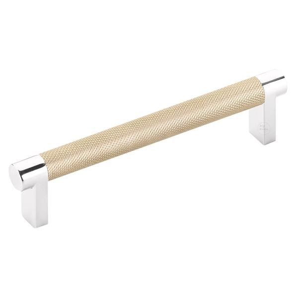 Emtek - Select Cabinet Pull 5 In C-C, Rectangular Stem, Knurled Bar