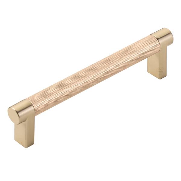 Emtek - Select Cabinet Pull 5 In C-C, Rectangular Stem, Knurled Bar
