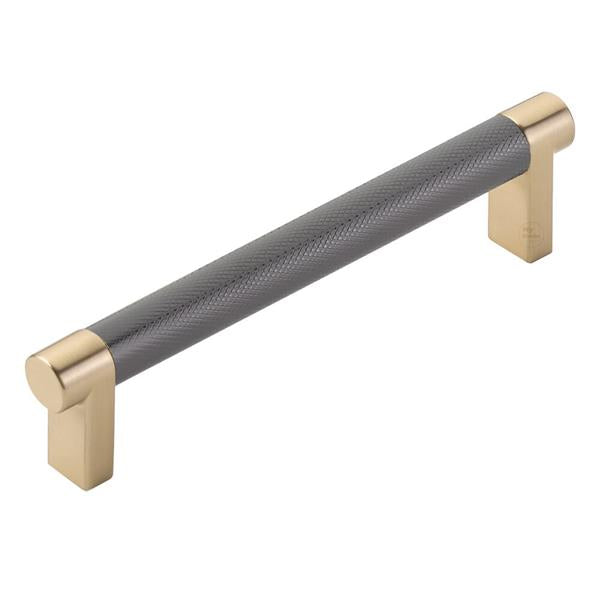 Emtek - Select Cabinet Pull 5 In C-C, Rectangular Stem, Knurled Bar