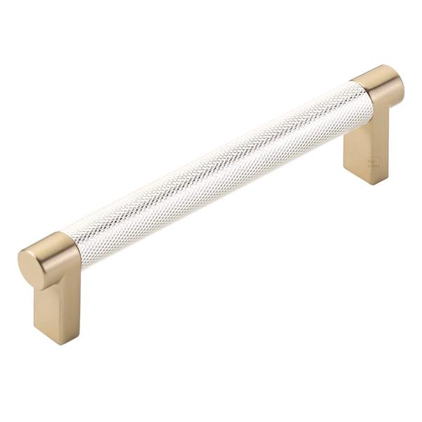 Emtek - Select Cabinet Pull 5 In C-C, Rectangular Stem, Knurled Bar