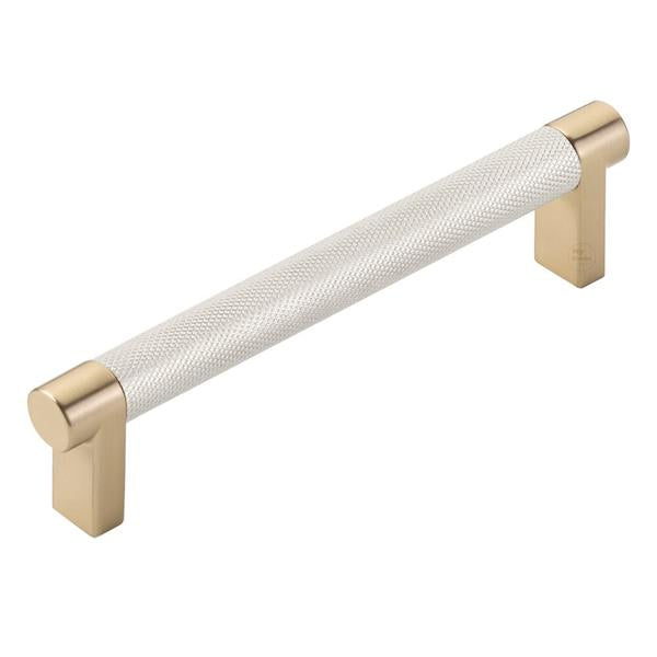 Emtek - Select Cabinet Pull 5 In C-C, Rectangular Stem, Knurled Bar