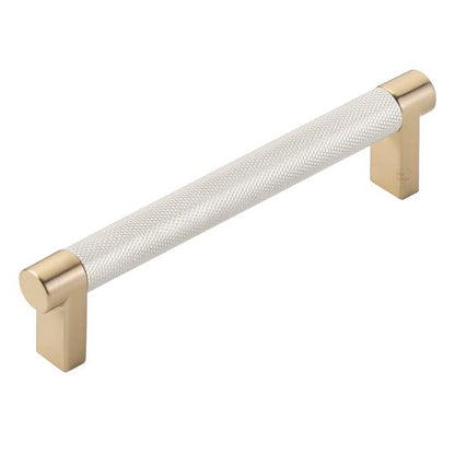Emtek - Select Cabinet Pull 5 In C-C, Rectangular Stem, Knurled Bar