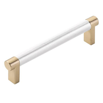 Emtek - Select Cabinet Pull 5 In C-C, Rectangular Stem, Knurled Bar