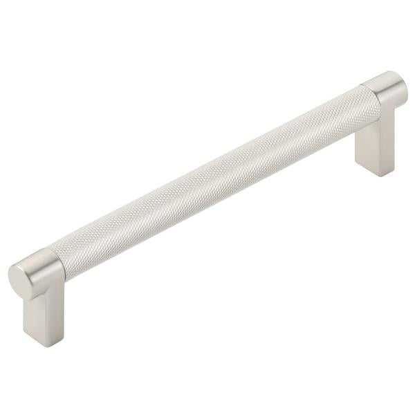 Emtek - Select Cabinet Pull 6 In C-C, Rectangular Stem, Knurled Bar