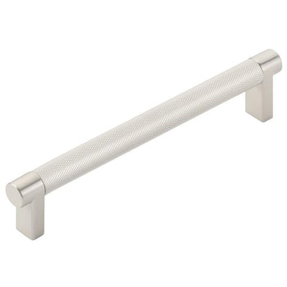 Emtek - Select Cabinet Pull 6 In C-C, Rectangular Stem, Knurled Bar