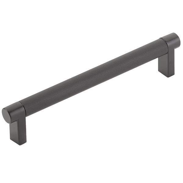 Emtek - Select Cabinet Pull 6 In C-C, Rectangular Stem, Knurled Bar
