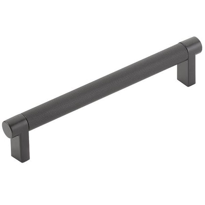 Emtek - Select Cabinet Pull 6 In C-C, Rectangular Stem, Knurled Bar