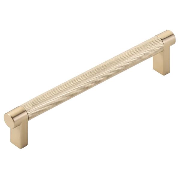 Emtek - Select Cabinet Pull 6 In C-C, Rectangular Stem, Knurled Bar