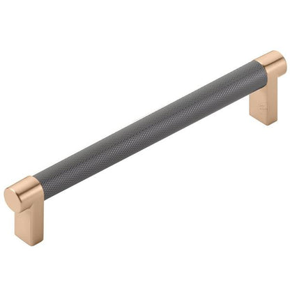 Emtek - Select Cabinet Pull 6 In C-C, Rectangular Stem, Knurled Bar