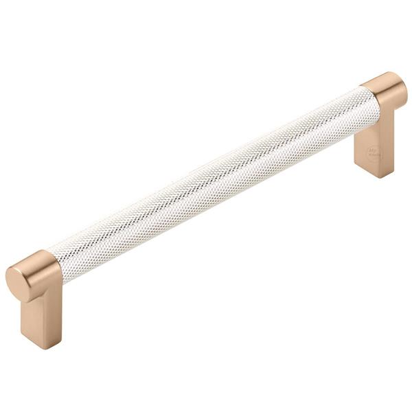 Emtek - Select Cabinet Pull 6 In C-C, Rectangular Stem, Knurled Bar