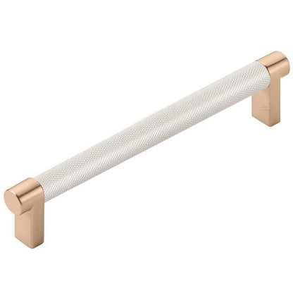 Emtek - Select Cabinet Pull 6 In C-C, Rectangular Stem, Knurled Bar