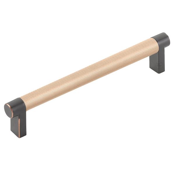 Emtek - Select Cabinet Pull 6 In C-C, Rectangular Stem, Knurled Bar