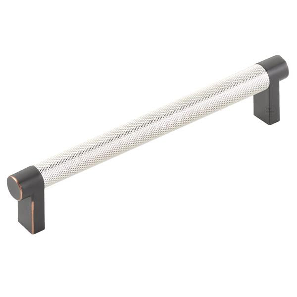 Emtek - Select Cabinet Pull 6 In C-C, Rectangular Stem, Knurled Bar
