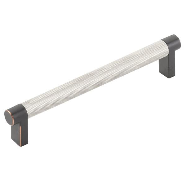 Emtek - Select Cabinet Pull 6 In C-C, Rectangular Stem, Knurled Bar