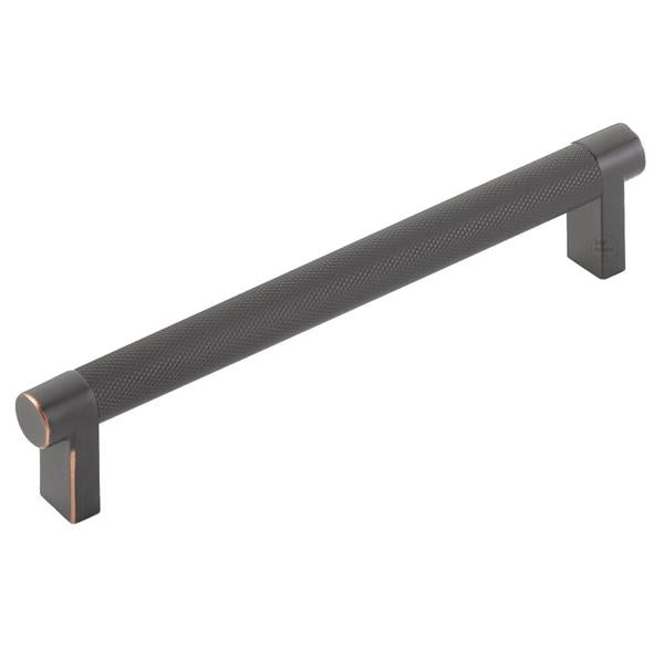 Emtek - Select Cabinet Pull 6 In C-C, Rectangular Stem, Knurled Bar