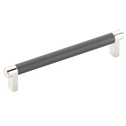 Emtek - Select Cabinet Pull 6 In C-C, Rectangular Stem, Knurled Bar