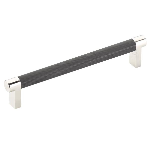 Emtek - Select Cabinet Pull 6 In C-C, Rectangular Stem, Knurled Bar
