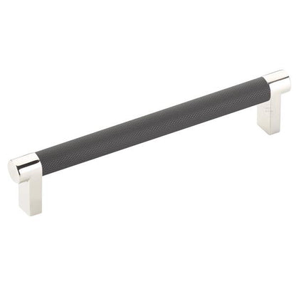 Emtek - Select Cabinet Pull 6 In C-C, Rectangular Stem, Knurled Bar