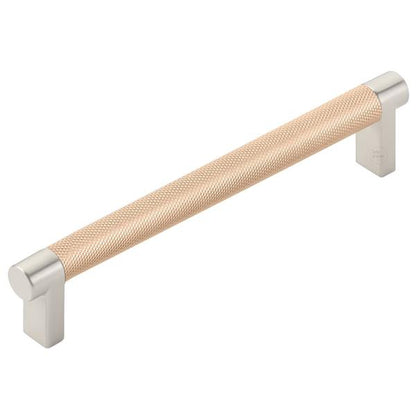 Emtek - Select Cabinet Pull 6 In C-C, Rectangular Stem, Knurled Bar