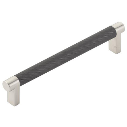 Emtek - Select Cabinet Pull 6 In C-C, Rectangular Stem, Knurled Bar