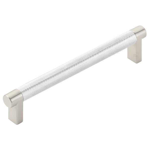 Emtek - Select Cabinet Pull 6 In C-C, Rectangular Stem, Knurled Bar
