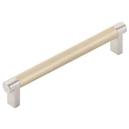 Emtek - Select Cabinet Pull 6 In C-C, Rectangular Stem, Knurled Bar