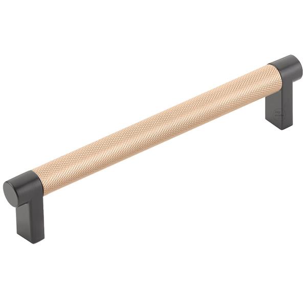 Emtek - Select Cabinet Pull 6 In C-C, Rectangular Stem, Knurled Bar