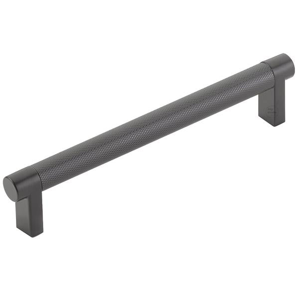 Emtek - Select Cabinet Pull 6 In C-C, Rectangular Stem, Knurled Bar