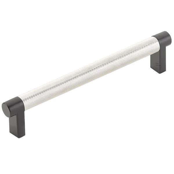 Emtek - Select Cabinet Pull 6 In C-C, Rectangular Stem, Knurled Bar
