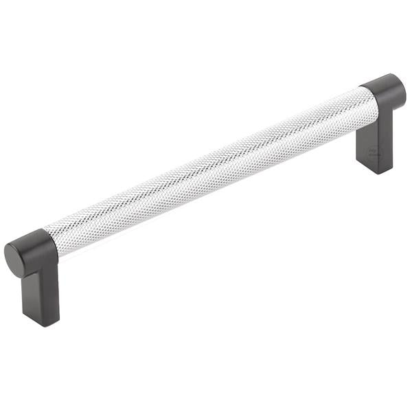 Emtek - Select Cabinet Pull 6 In C-C, Rectangular Stem, Knurled Bar
