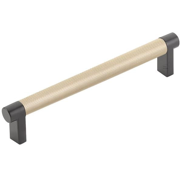 Emtek - Select Cabinet Pull 6 In C-C, Rectangular Stem, Knurled Bar