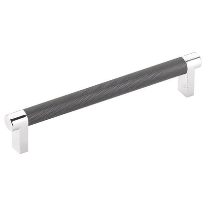Emtek - Select Cabinet Pull 6 In C-C, Rectangular Stem, Knurled Bar