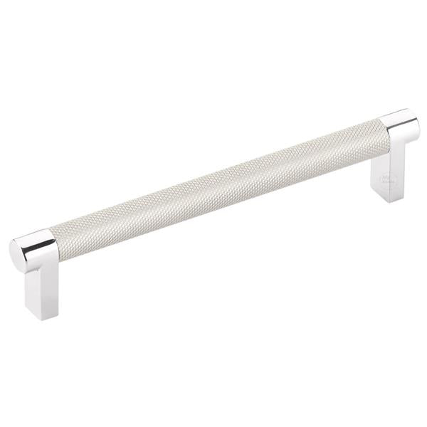 Emtek - Select Cabinet Pull 6 In C-C, Rectangular Stem, Knurled Bar