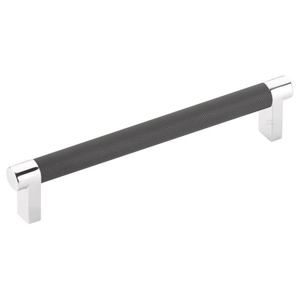 Emtek - Select Cabinet Pull 6 In C-C, Rectangular Stem, Knurled Bar