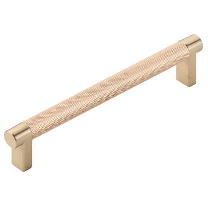 Emtek - Select Cabinet Pull 6 In C-C, Rectangular Stem, Knurled Bar