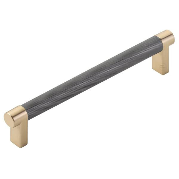 Emtek - Select Cabinet Pull 6 In C-C, Rectangular Stem, Knurled Bar