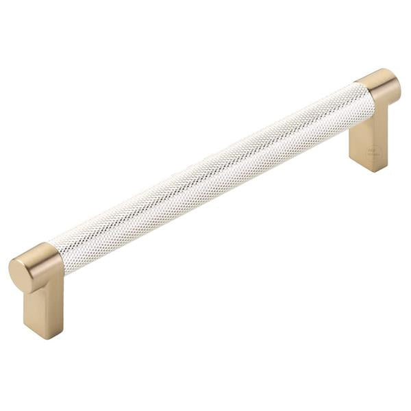 Emtek - Select Cabinet Pull 6 In C-C, Rectangular Stem, Knurled Bar