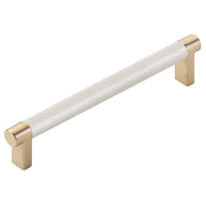 Emtek - Select Cabinet Pull 6 In C-C, Rectangular Stem, Knurled Bar
