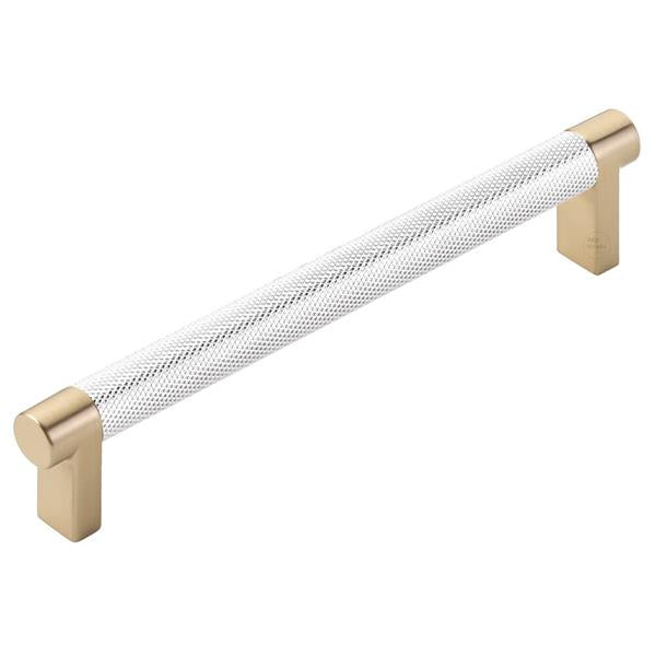 Emtek - Select Cabinet Pull 6 In C-C, Rectangular Stem, Knurled Bar