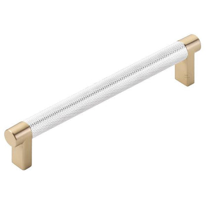 Emtek - Select Cabinet Pull 6 In C-C, Rectangular Stem, Knurled Bar