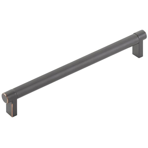 Emtek - Select Cabinet Pull 8 In C-C, Rectangular Stem, Knurled Bar
