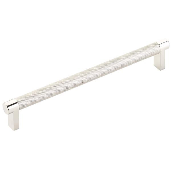 Emtek - Select Cabinet Pull 8 In C-C, Rectangular Stem, Knurled Bar
