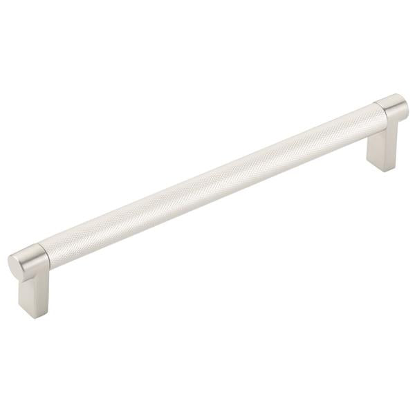 Emtek - Select Cabinet Pull 8 In C-C, Rectangular Stem, Knurled Bar