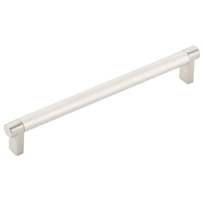 Emtek - Select Cabinet Pull 8 In C-C, Rectangular Stem, Knurled Bar