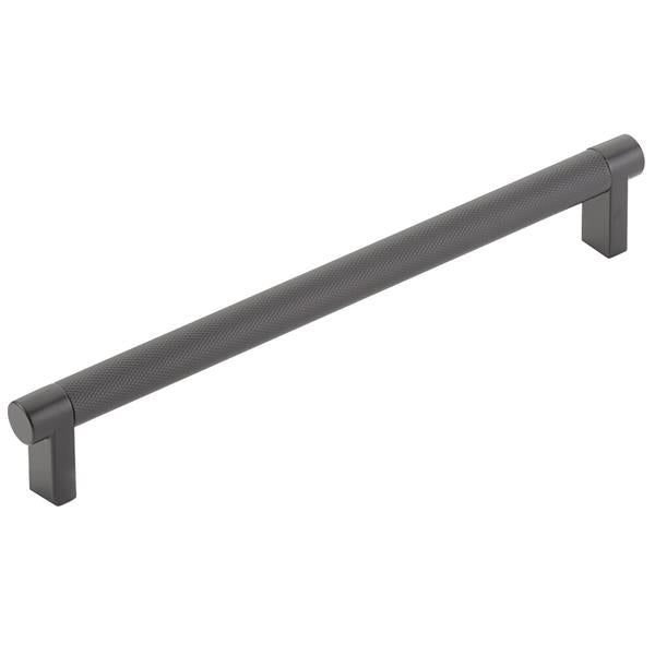 Emtek - Select Cabinet Pull 8 In C-C, Rectangular Stem, Knurled Bar