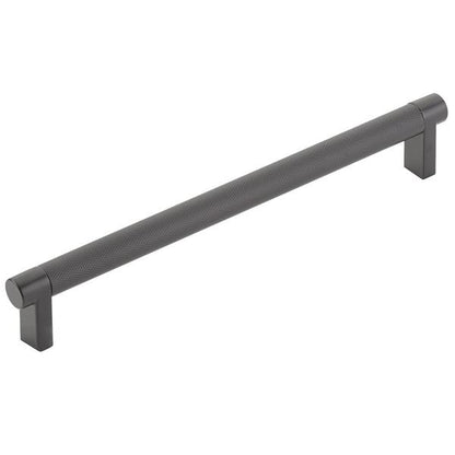Emtek - Select Cabinet Pull 8 In C-C, Rectangular Stem, Knurled Bar